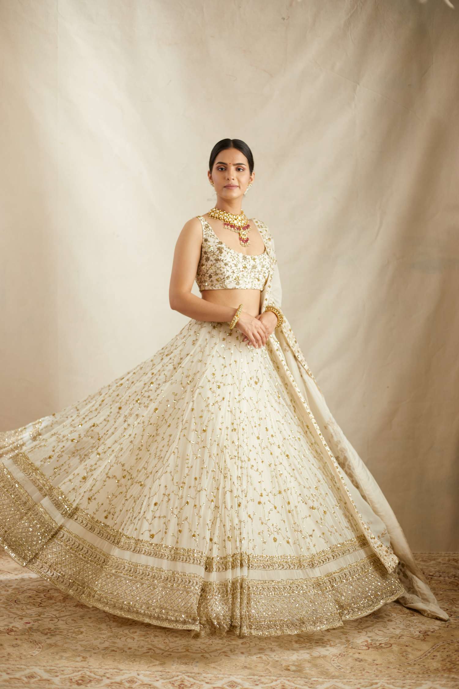 Off White Heavy Jaal Work Lehenga Set Astha Narang