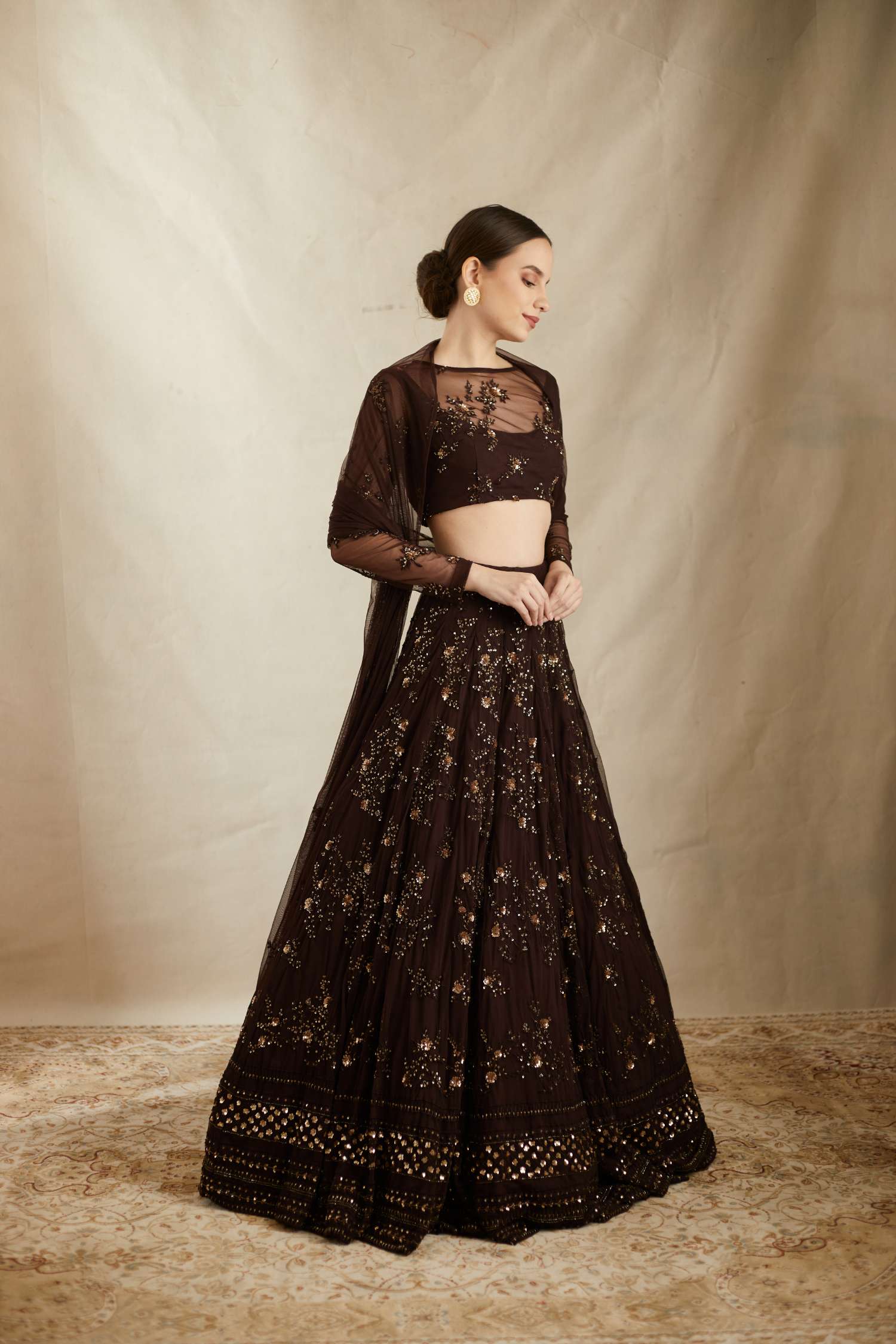 Coffee colour bridal lehenga shop