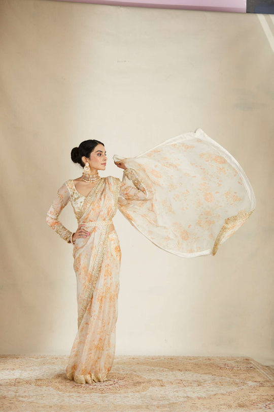 Off White Floral Saree