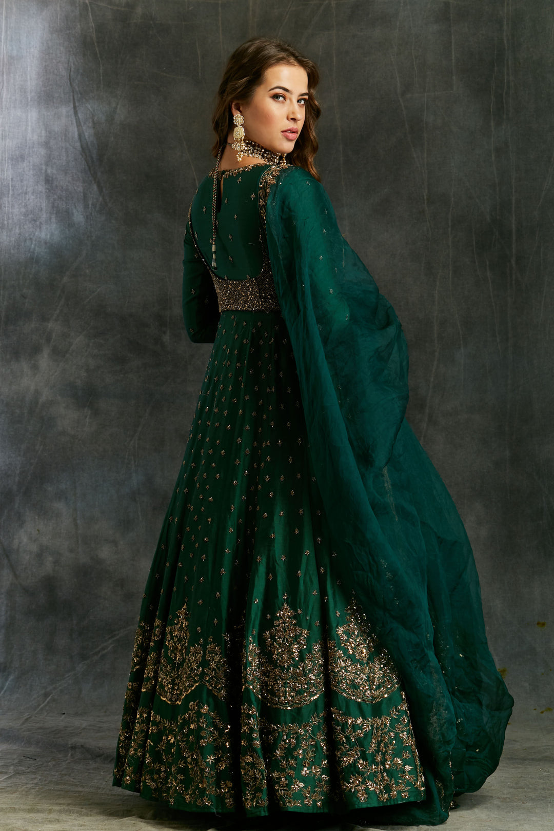 Buy Dark Green Emerald Anarkali Set Online-Astha Narang Buy Dark Green Emerald Anarkali Set Online-Astha Narang