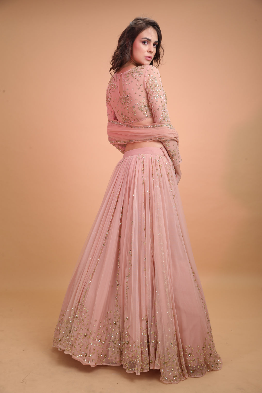 Peach Pink Gold Work Lehenga Set Astha Narang Peach Pink Gold Work Lehenga Set Astha Narang