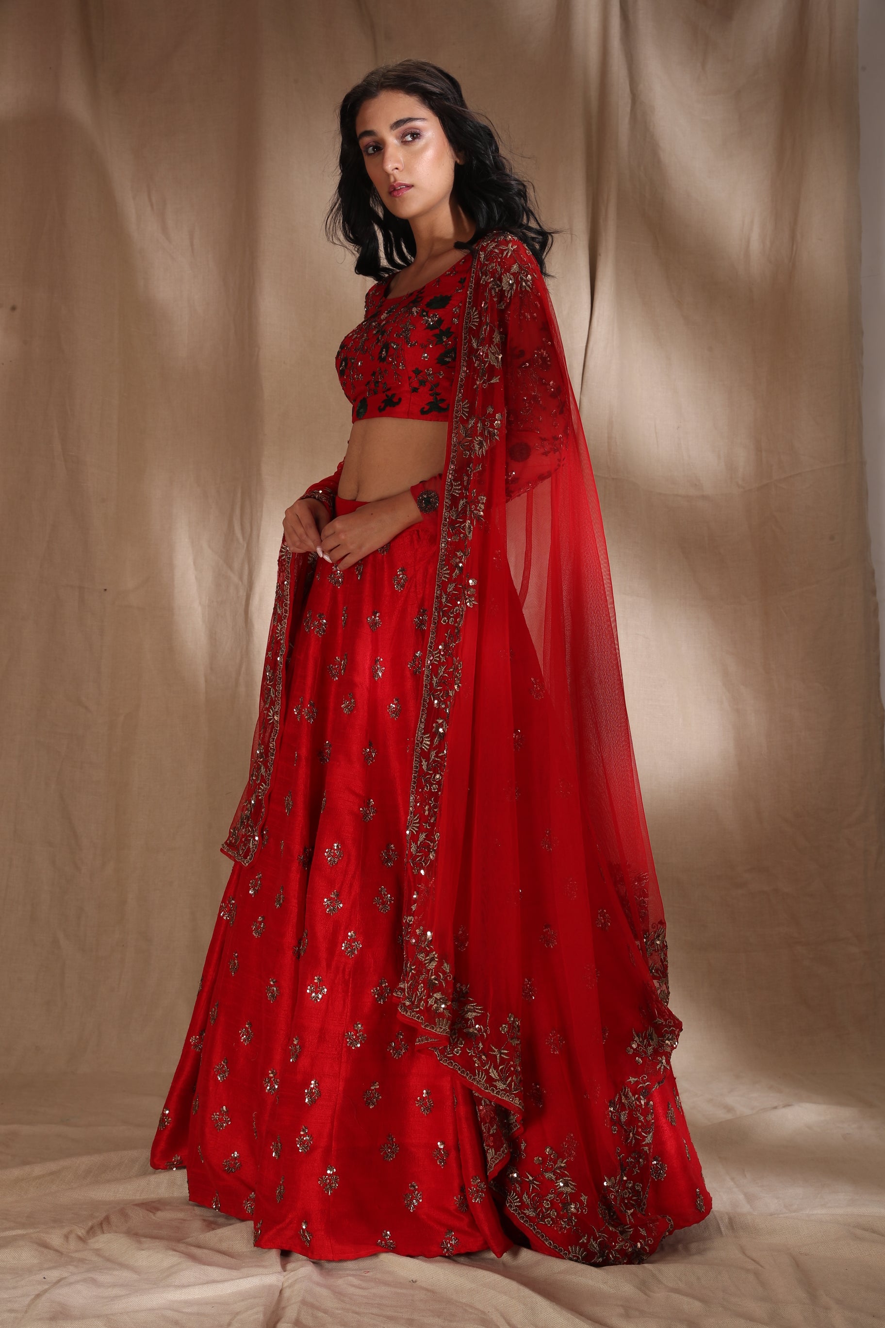Red Bootie Lehenga Set Astha Narang