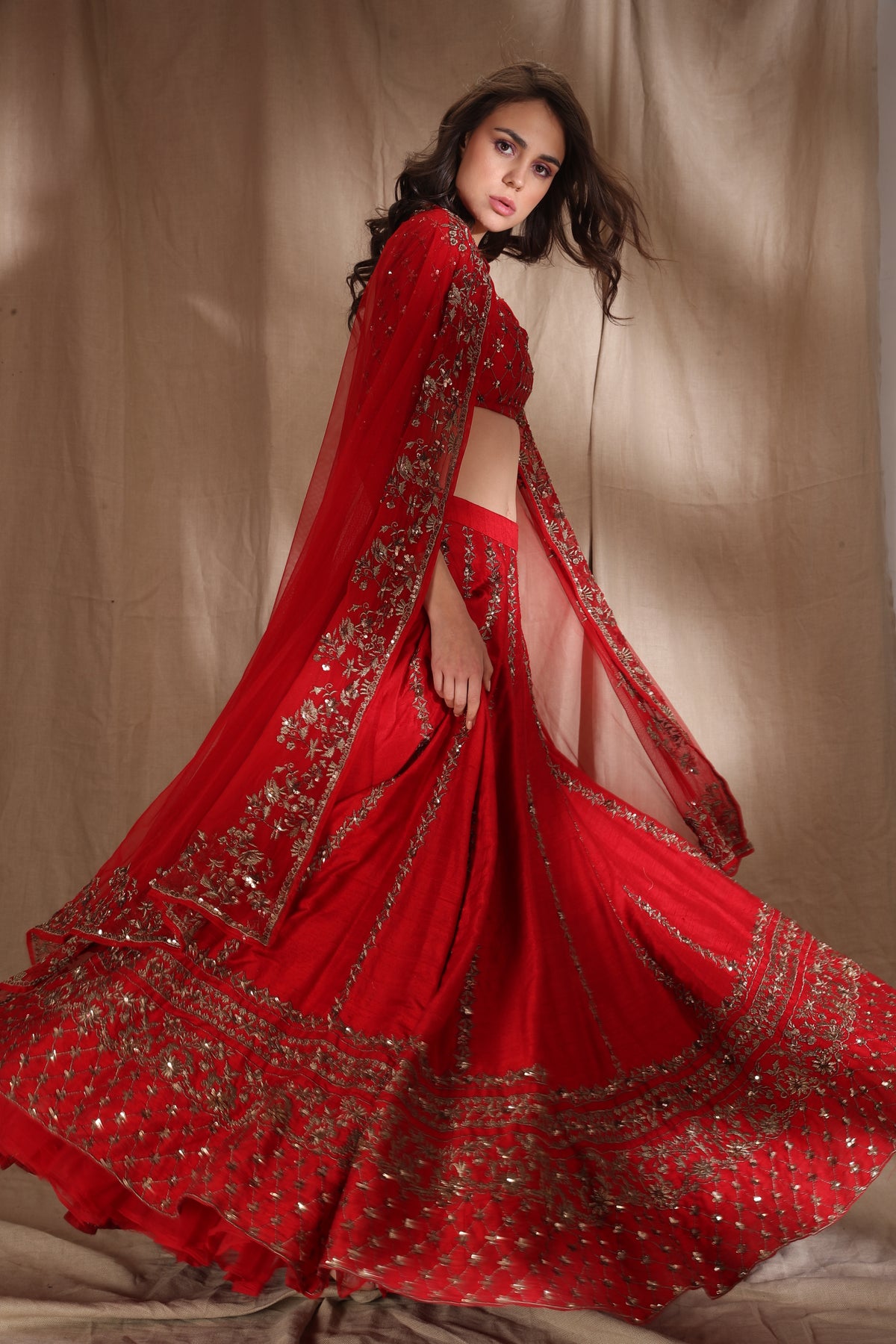 Astha narang red lehenga on sale