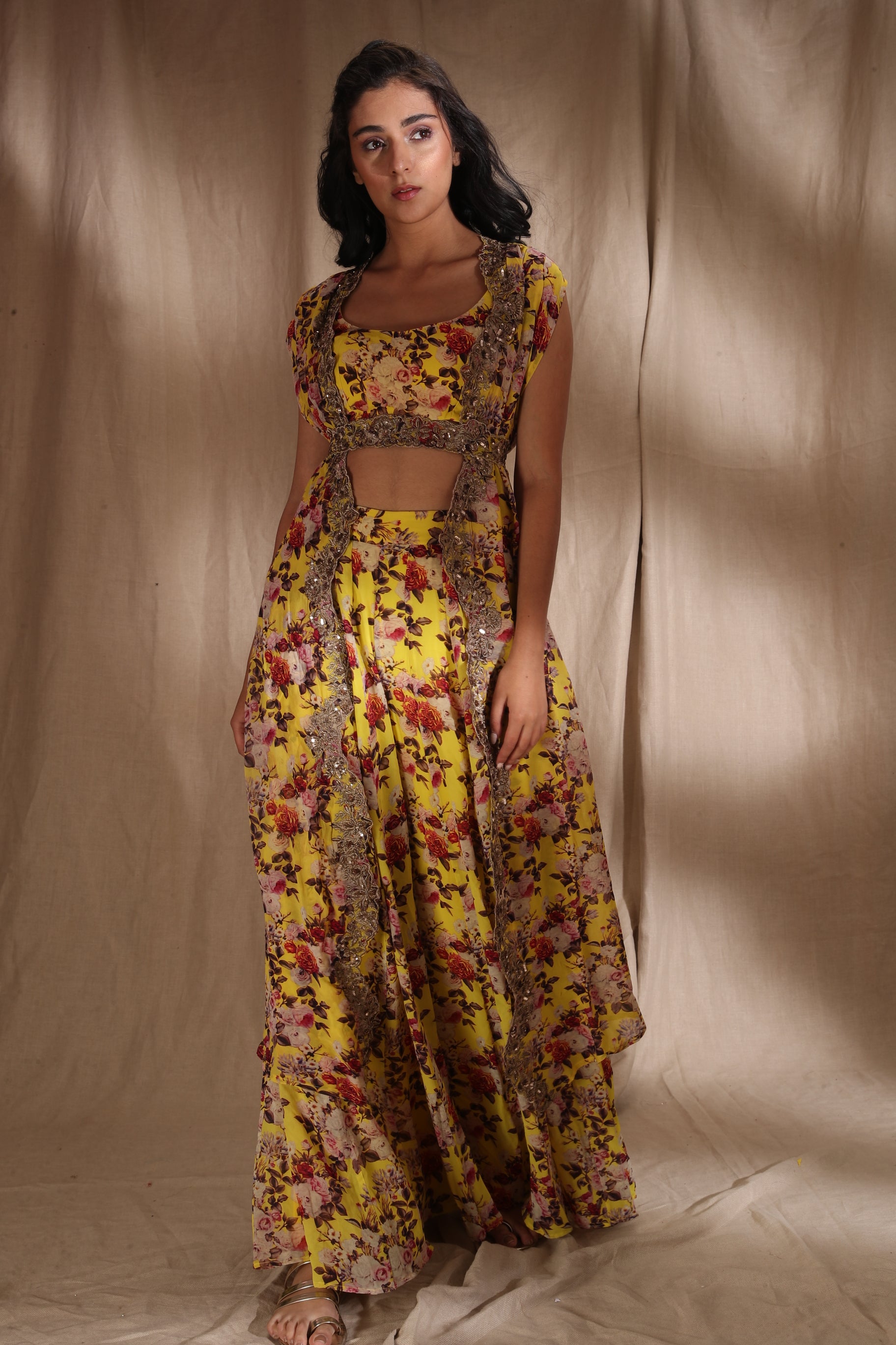 Sharara pants with crop top sale