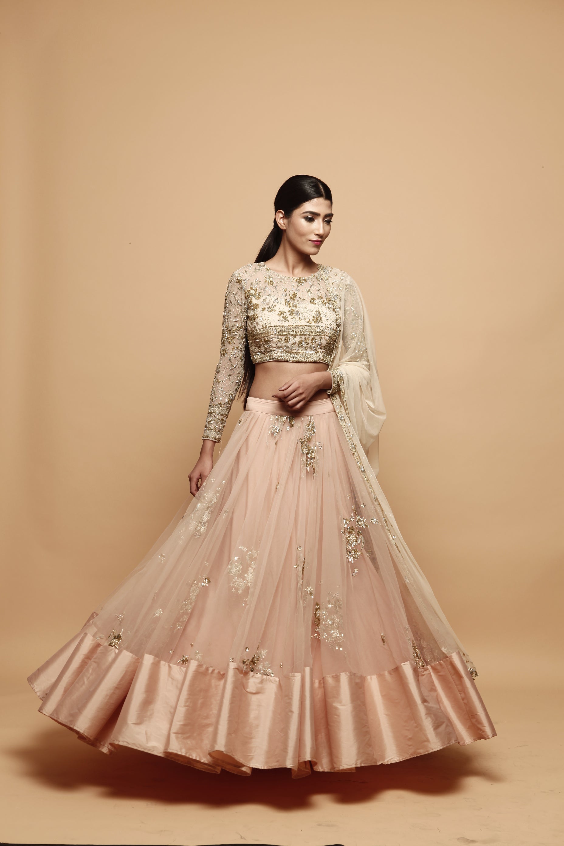 Powder Pink Lehenga With Off White Lehenga Set Astha Narang