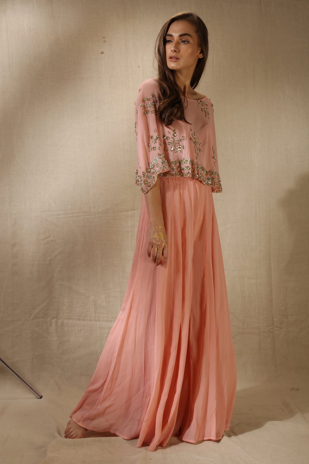 Blush Pink Crop Top Sharara Set