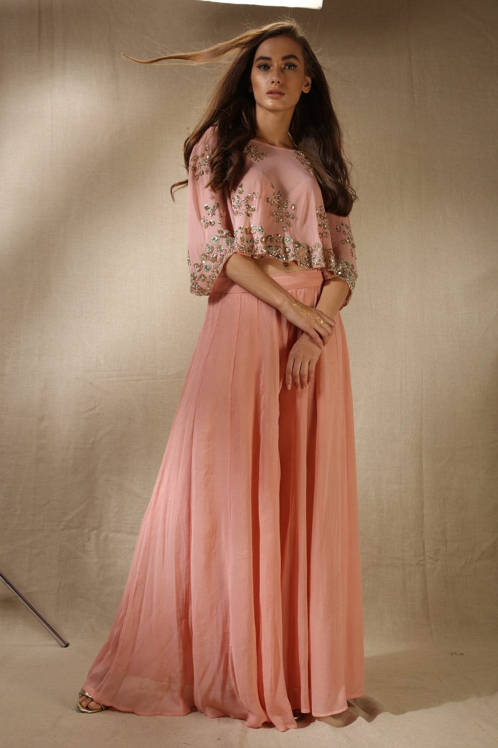 Blush Pink Crop Top Sharara Set