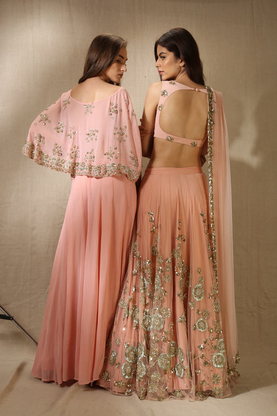 Blush Pink Crop Top Sharara Set