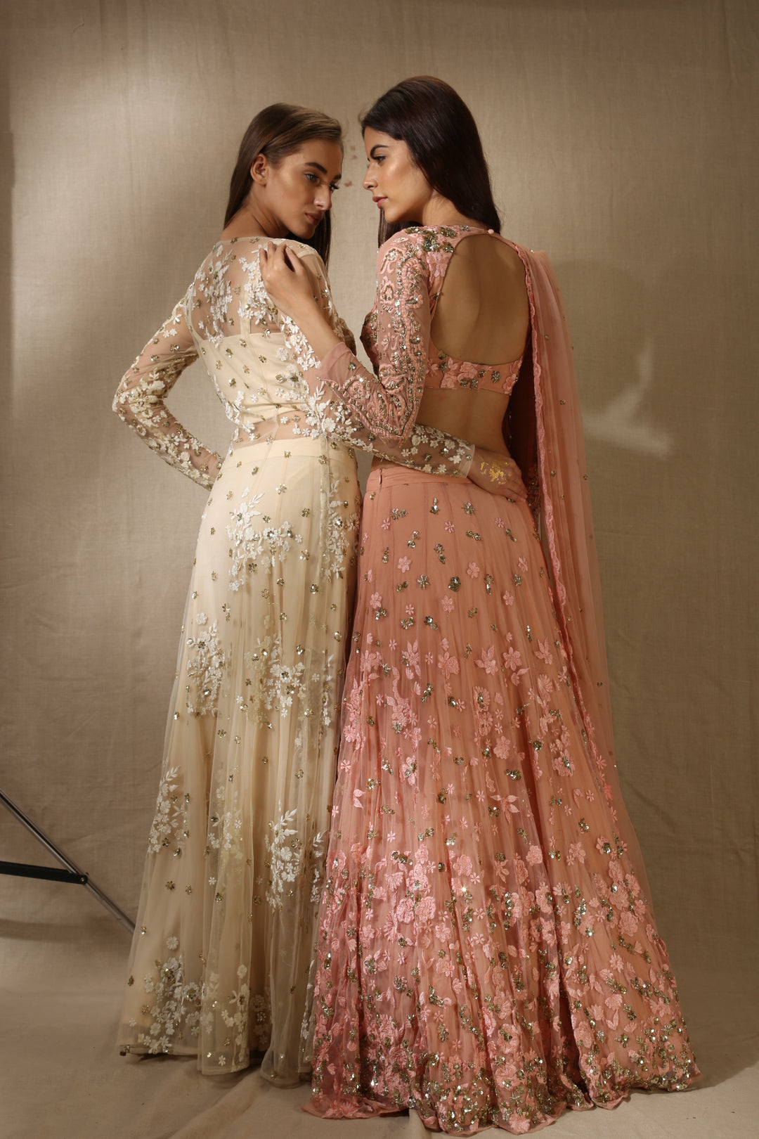 Off White With Gold Sequence Work Front Open Jacket Set