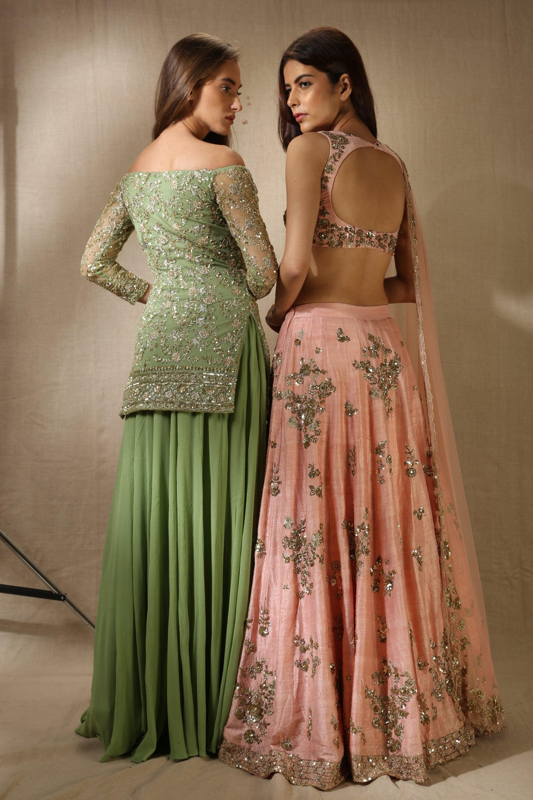 Pink Rawsilk With Gold Sequence Heavy Bootie Work Lehenga Set