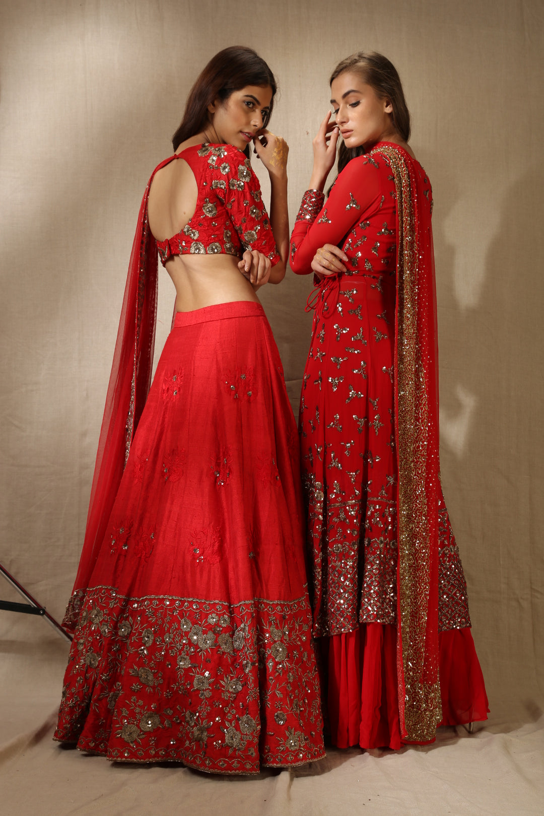 Red Rawsilk Thread With Zari Work Lehenga Set