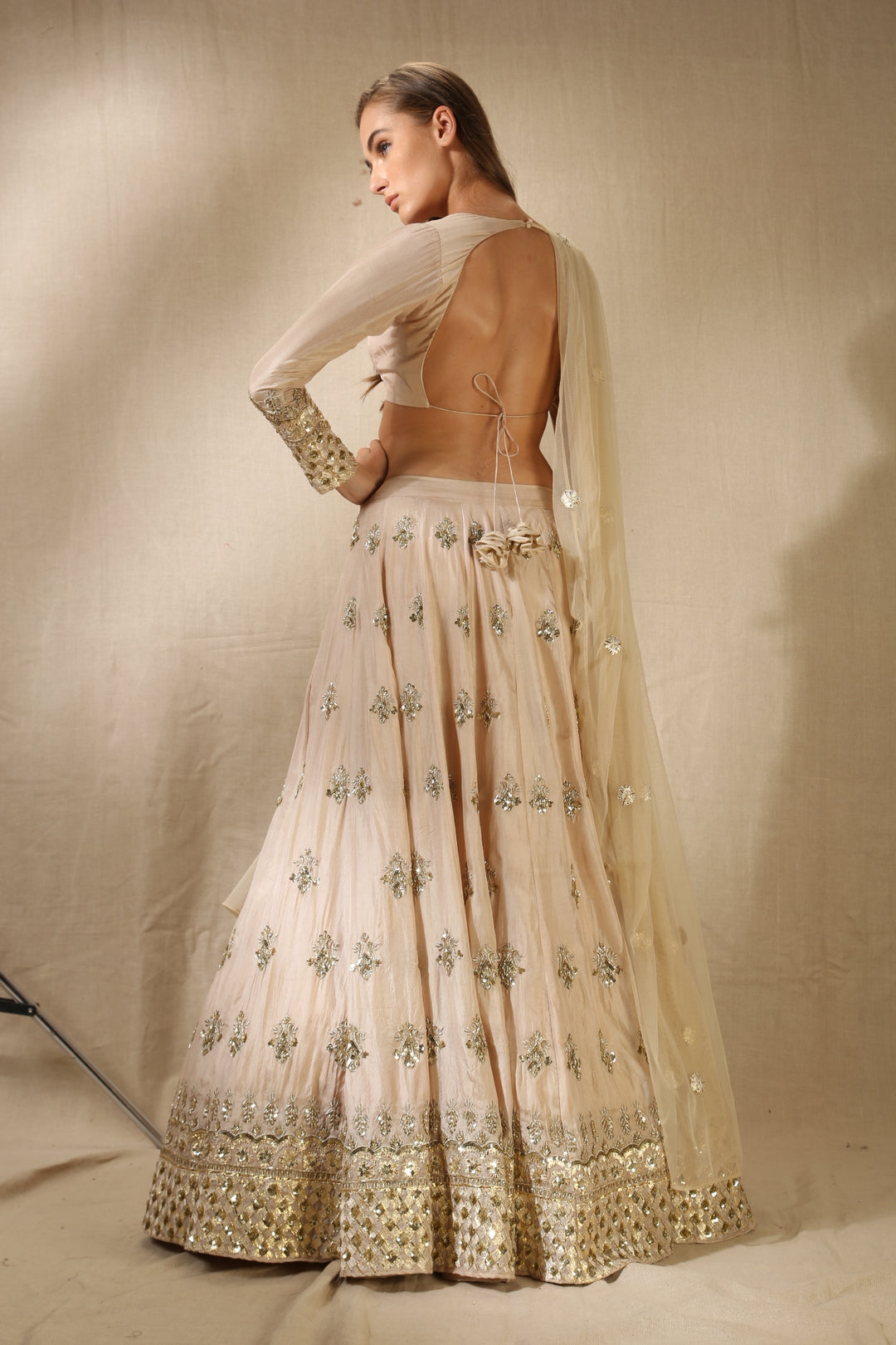 Rose Pink Silk Thread Work Lehenga Set