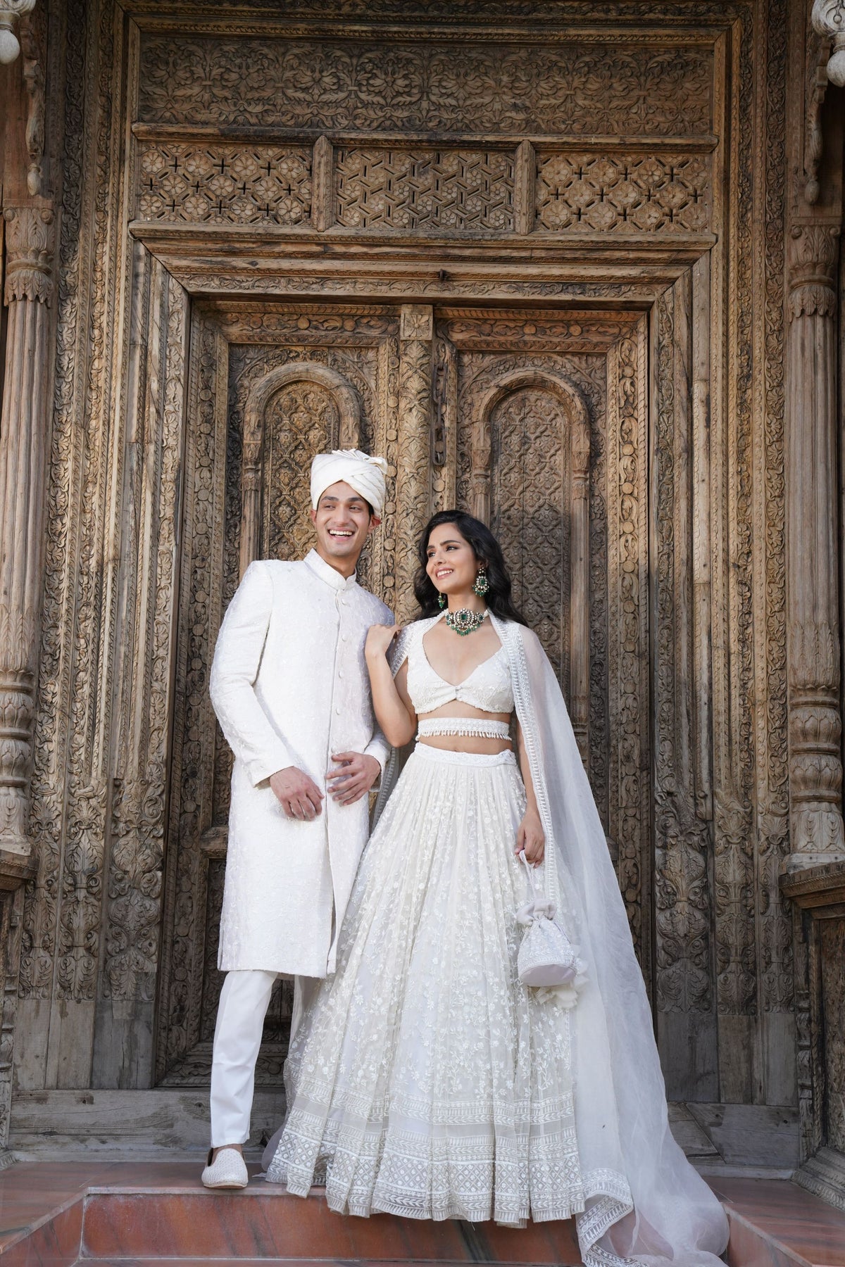 Shop Designer White Lehenga Set in heavy Jaal Work Online Astha Narang