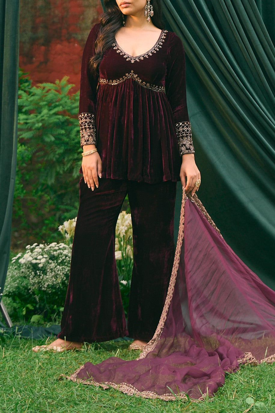 peplum dress with pants One Shoulder Peplum Top + High Waist Pants